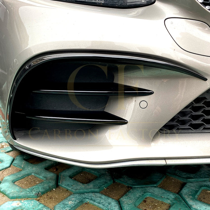 Gloss Black Front Canards (Long) for Mercedes Benz W205 C Class 19-21 - Carbon Factory