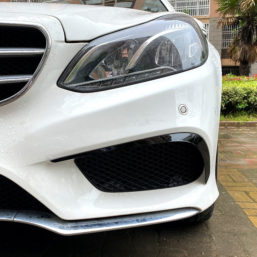 Gloss Black Front Canards for Mercedes Benz W212 E Class Saloon AMG 13-17 - Carbon Factory