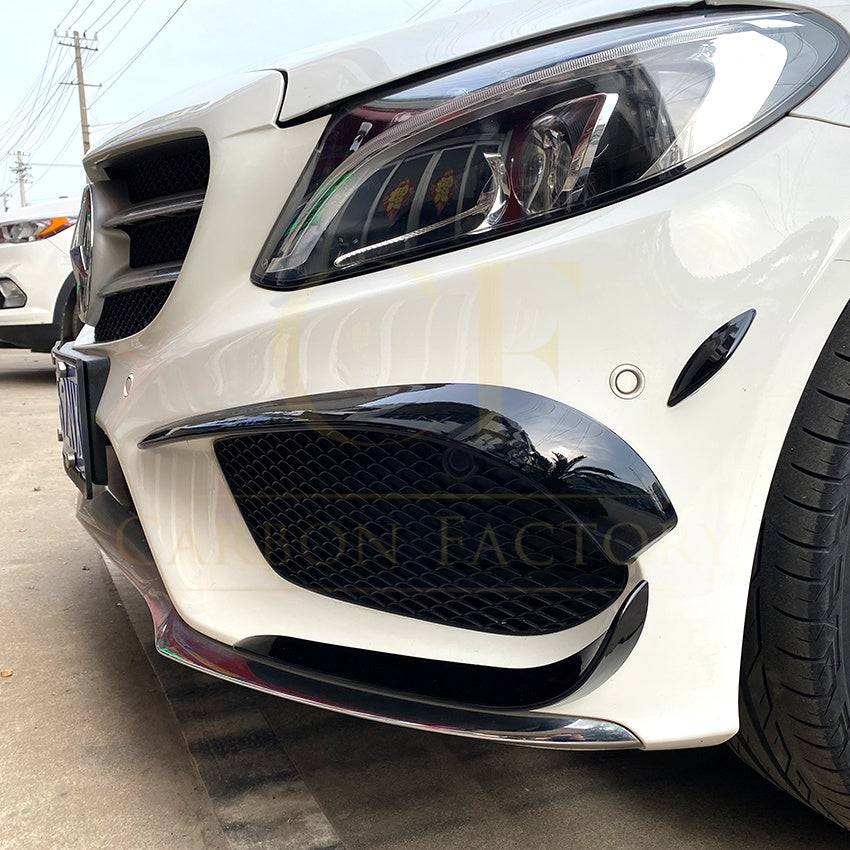 Gloss Black Front Canards (6 pcs) for Mercedes Benz W205 C Class 15-18 - Carbon Factory