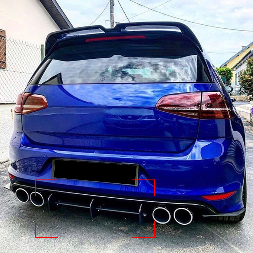 V Style Gloss Black Diffuser for VW Golf MK7 R 14-16