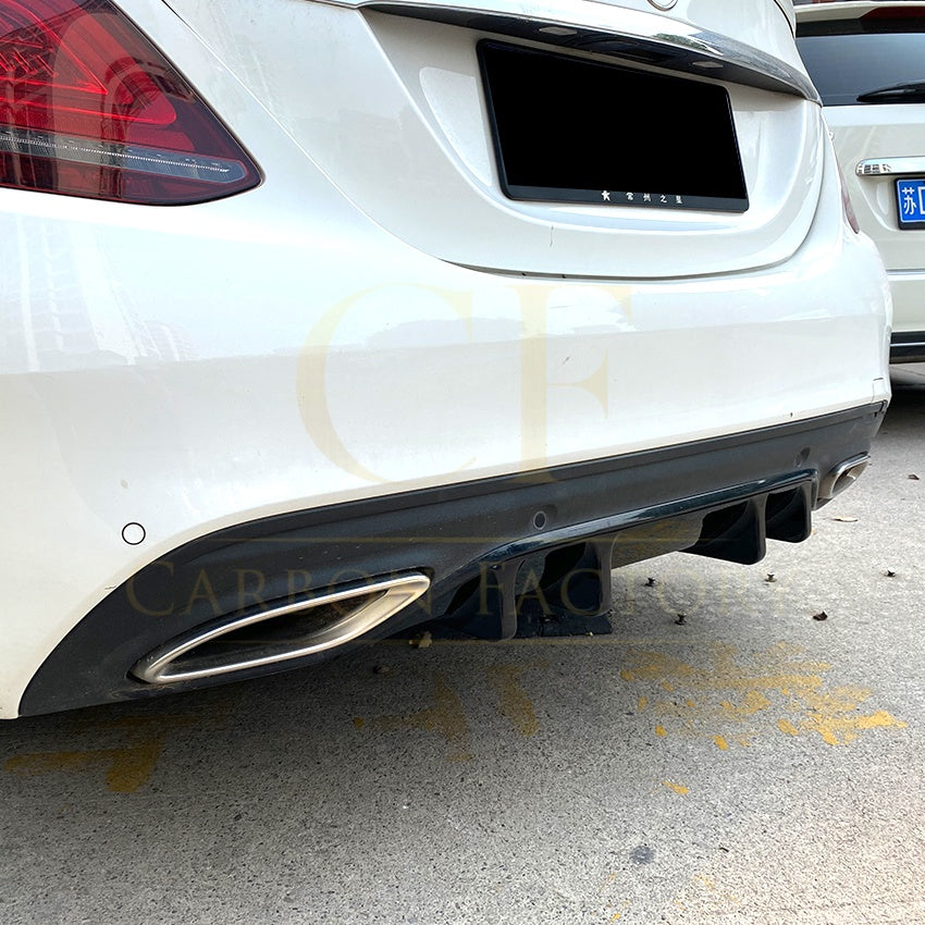 Gloss Black Rear Diffuser Extension for Mercedes Benz W205 C Class & C63 Saloon 15-21 - Carbon Factory