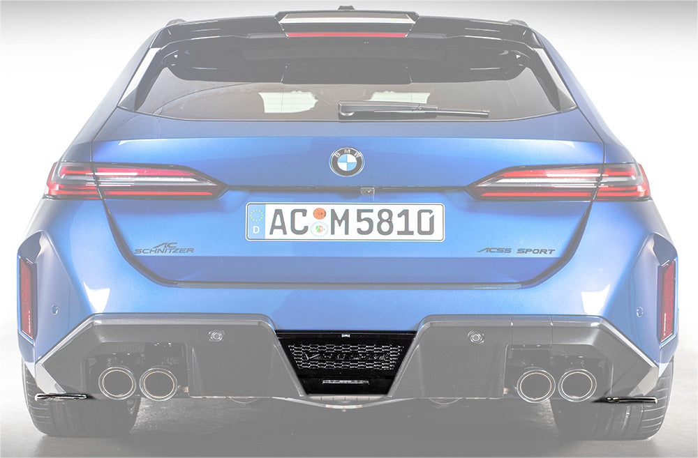 AC Schnitzer rear diffuser for BMW M5 G90/G99, aerodynamic carbon fiber part with vented design for enhanced performance.