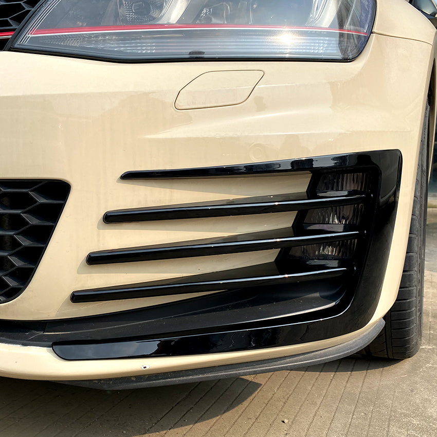 V Style Gloss Black Front Bumper Trims for VW Golf MK7 GTI 14-16