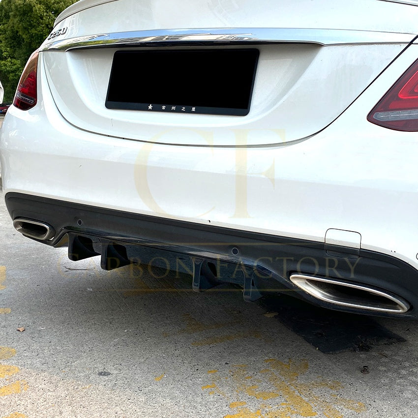 Gloss Black Rear Diffuser Extension for Mercedes Benz W205 C Class & C63 Saloon 15-21 - Carbon Factory
