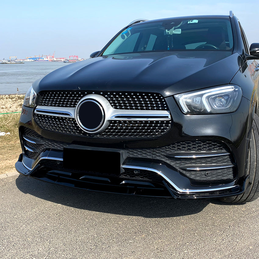 A Style Gloss Black Front Splitter for Mercedes Benz W167 C167 GLE 19-23