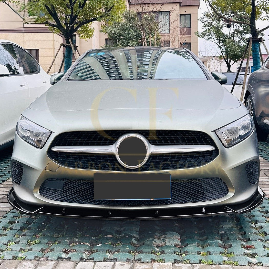 V Style Gloss Black Front Splitter for Mercedes Benz W177 A Class 18-25 - Carbon Factory
