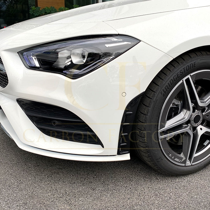 Gloss Black Front Side Trims for Mercedes Benz W118 CLA AMG 19-23 - Carbon Factory