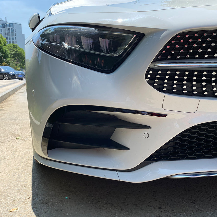 Gloss Black Front Canards for Mercedes Benz C257 CLS 19-21