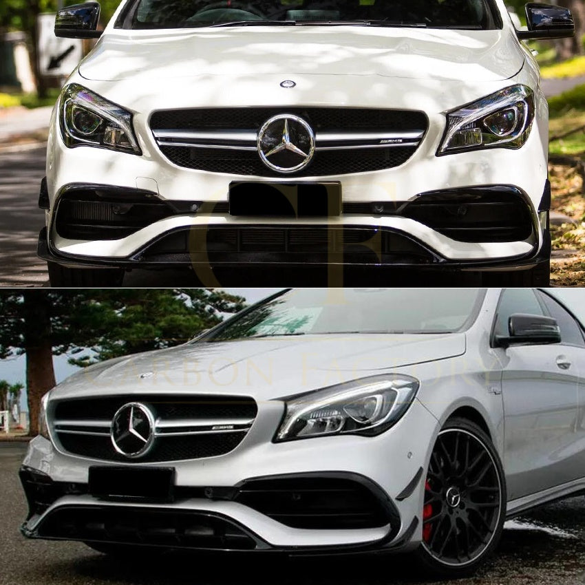 Gloss Black Front Canards Set for Mercedes Benz W117 CLA AMG 16-19