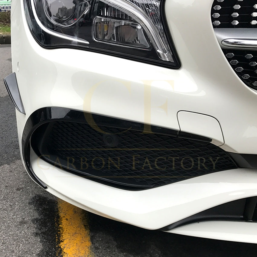 Gloss Black Front Canards (4 pcs) for Mercedes Benz W117 CLA AMG 16-19 - Carbon Factory