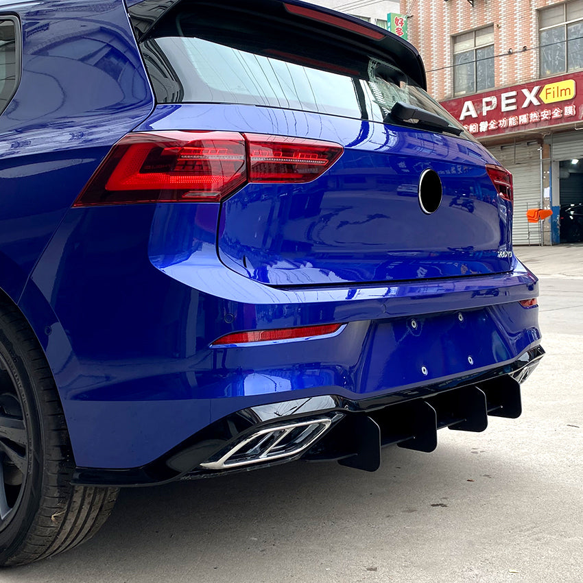 V Style Gloss Black Rear Diffuser for VW Golf MK8 GTI & R 20-23