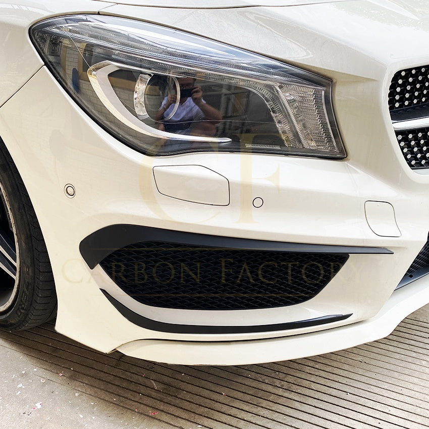 Gloss Black Front Canards (bottom) for Mercedes Benz W117 CLA AMG 13-15 - Carbon Factory