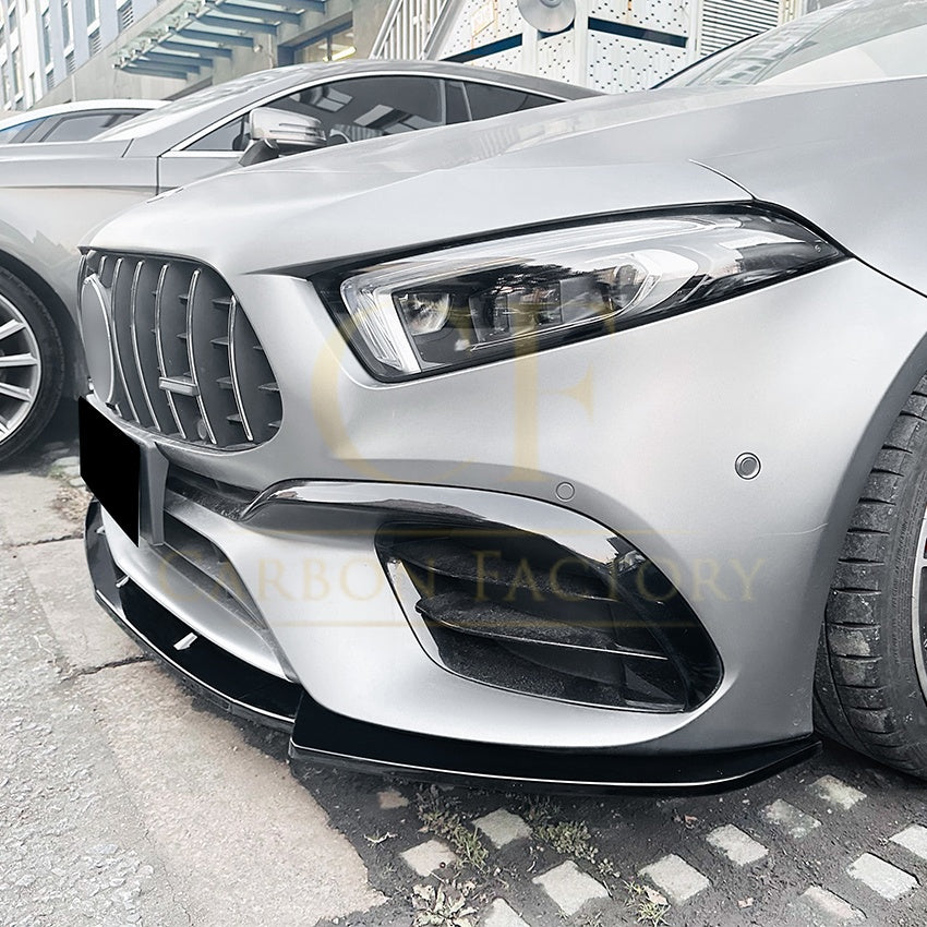 V Style Gloss Black Front Splitter for Mercedes Benz W177 A Class A45 & A45S 18-22 - Carbon Factory