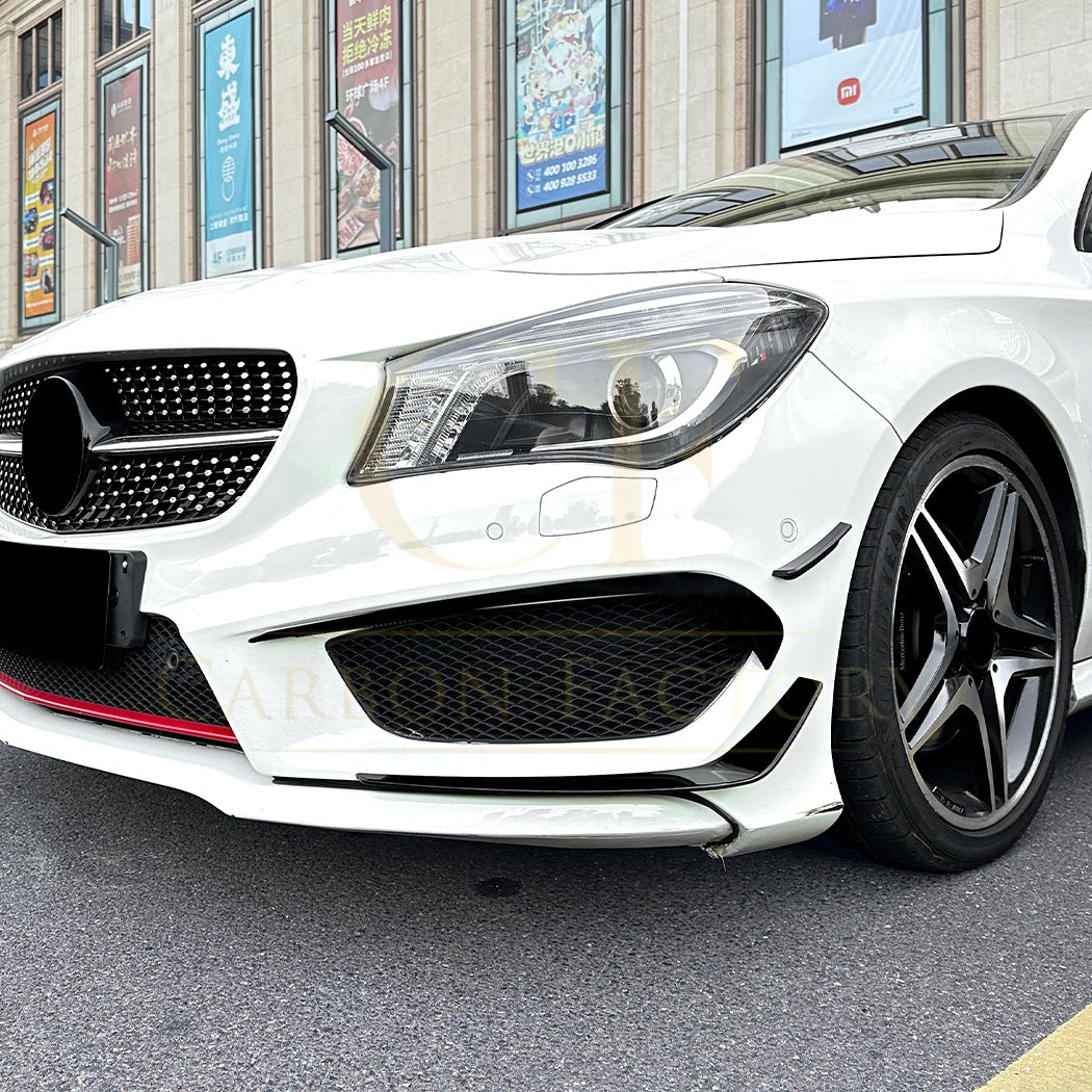 Gloss Black Front Canards set for Mercedes Benz W117 CLA AMG 13-15 - Carbon Factory