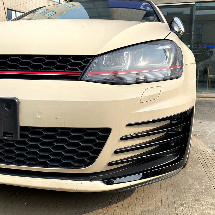 V Style Gloss Black Front Bumper Trims for VW Golf MK7 GTI 14-16