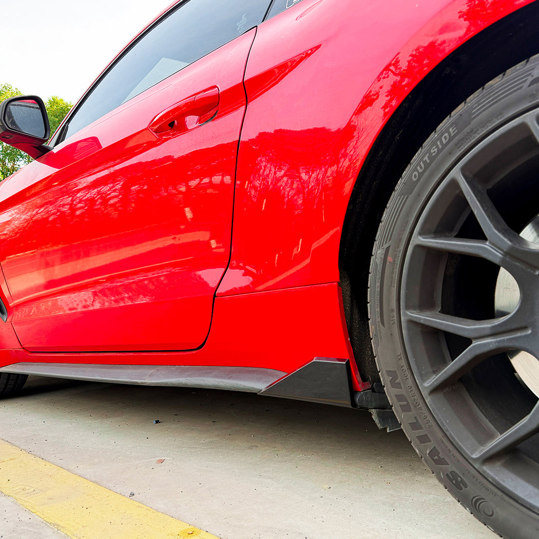 Gloss Black Side Skirts for Ford Mustang S550 MK6 MK6.5 15-23