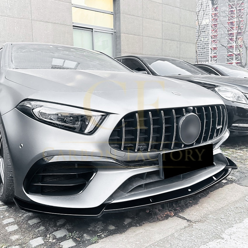 V Style Gloss Black Front Splitter for Mercedes Benz W177 A Class A45 & A45S 18-22 - Carbon Factory
