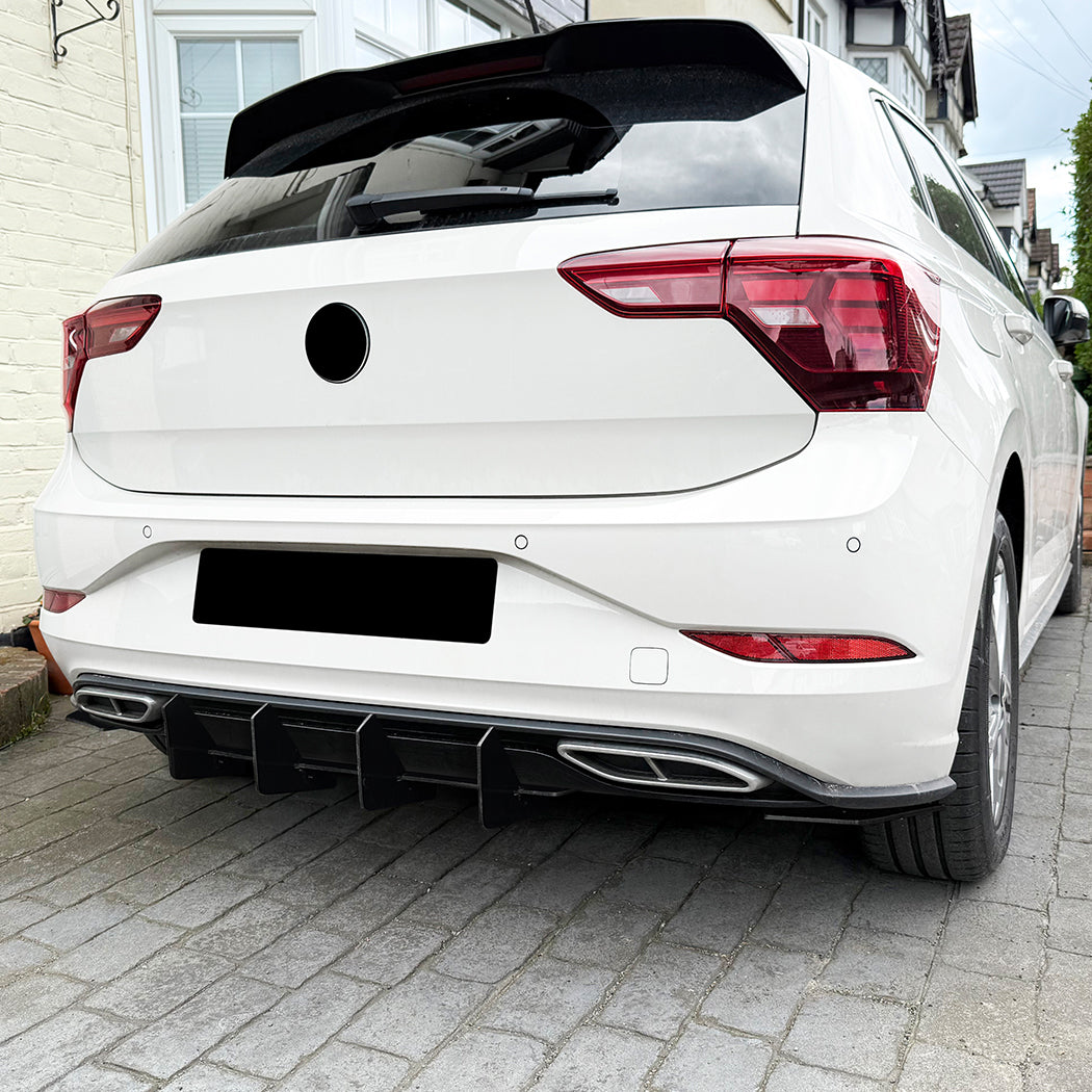 V Style Gloss Black Diffuser for VW Polo MK6.5 R Line 22-26