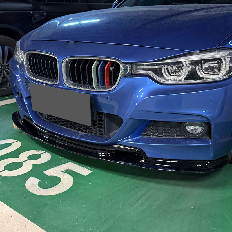 V Style Gloss Black Front Splitter for BMW F30 F31 3 Series M Sport 12-19