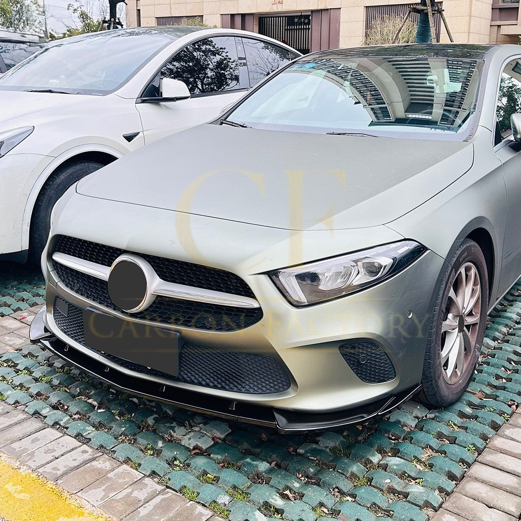 V Style Gloss Black Front Splitter for Mercedes Benz W177 A Class 18-25 - Carbon Factory