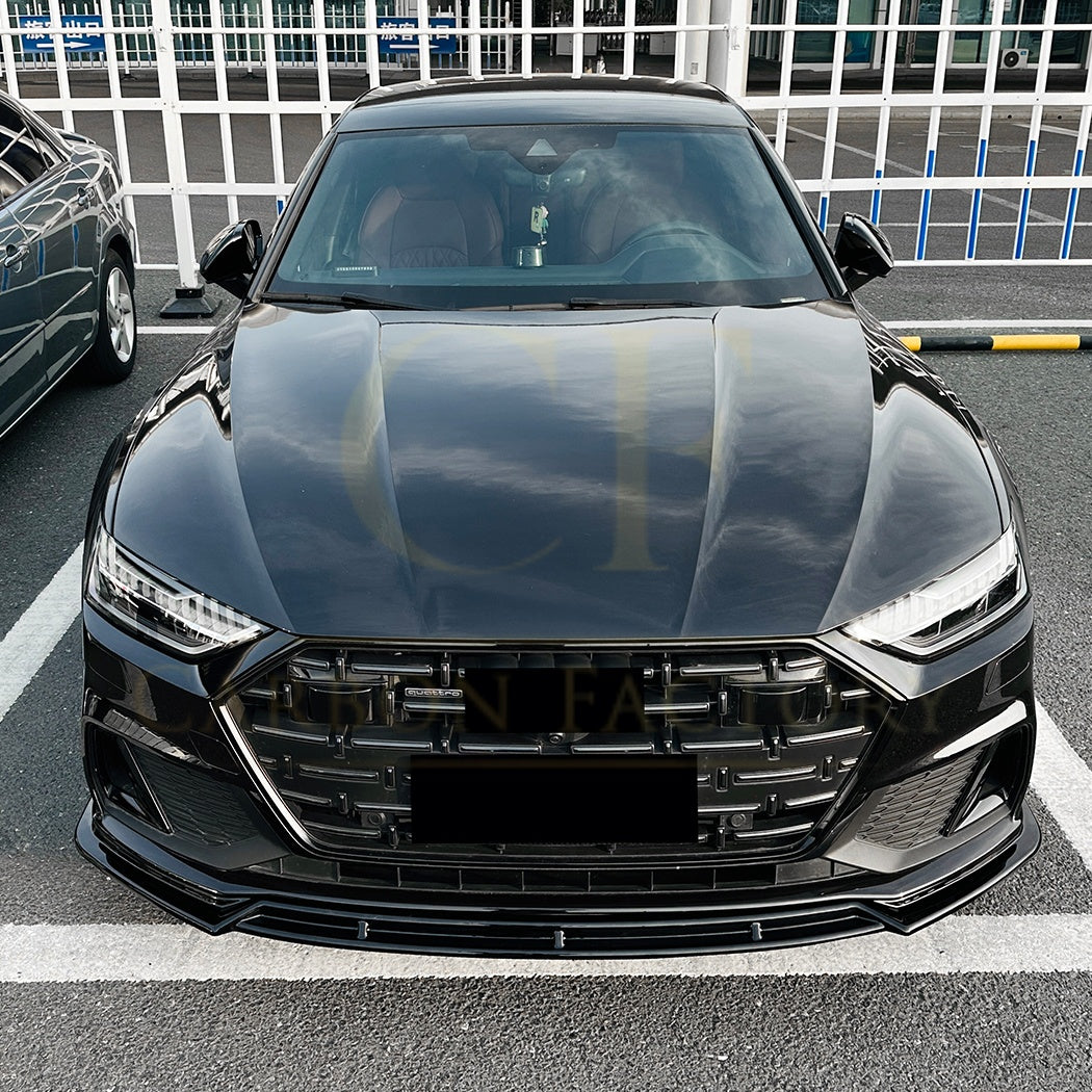 V Style Gloss Black Front Splitter for Audi C8 A7 S Line S7 19-22 - Carbon Factory