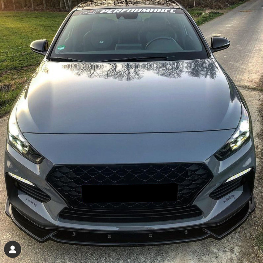 Gloss Black Front Splitter for Hyundai i30N MK3 MK3.5 17-24