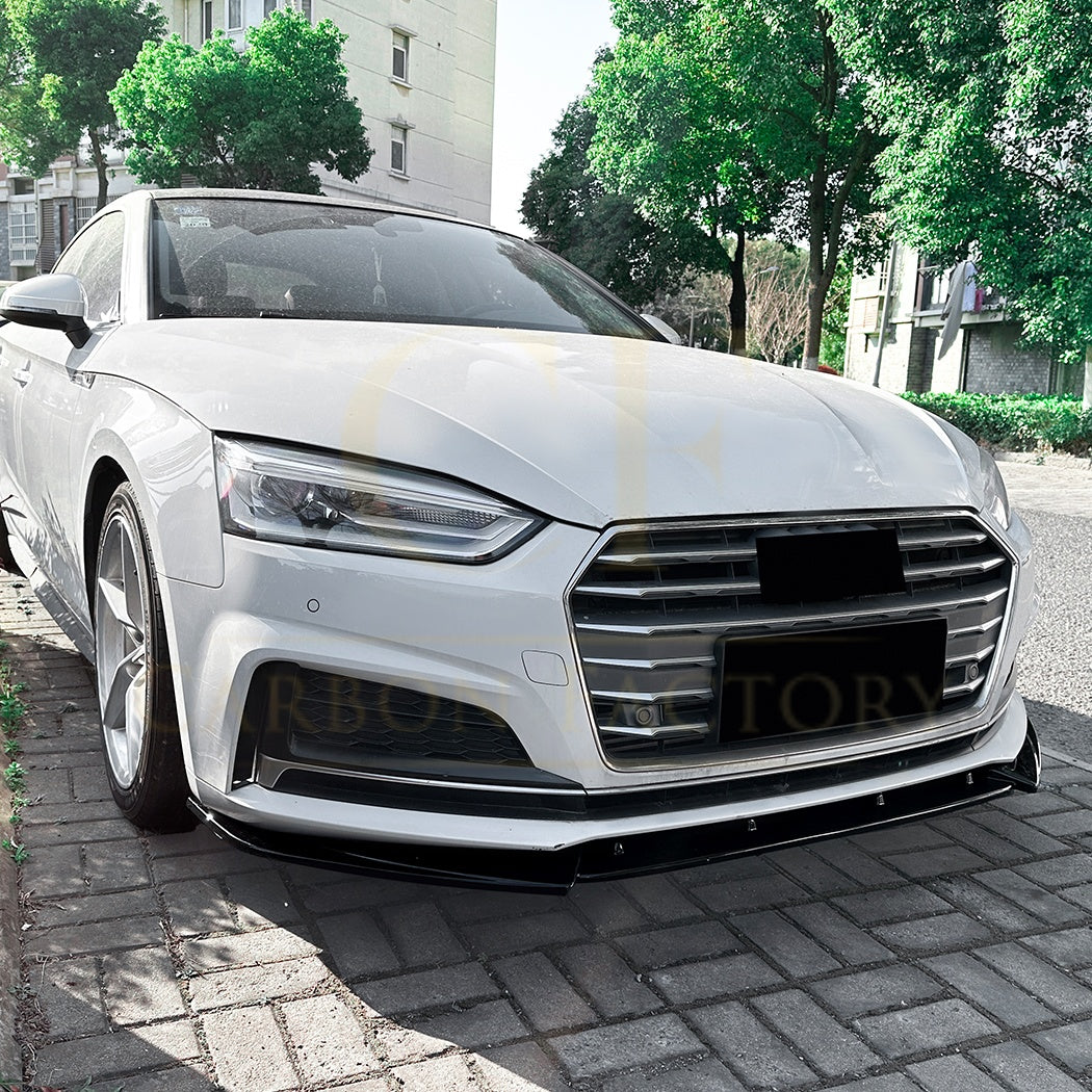 V Style Gloss Black Front Splitter for Audi B9 A5 S Line & S5 17-20 - Carbon Factory