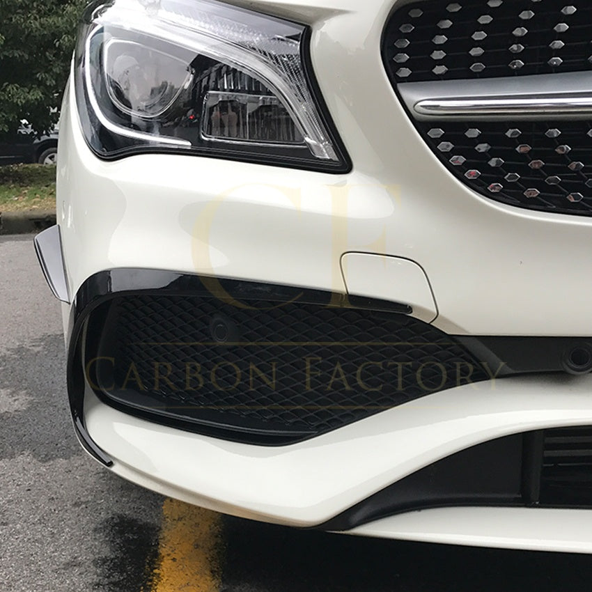 Gloss Black Front Canards (4 pcs) for Mercedes Benz W117 CLA AMG 16-19 - Carbon Factory