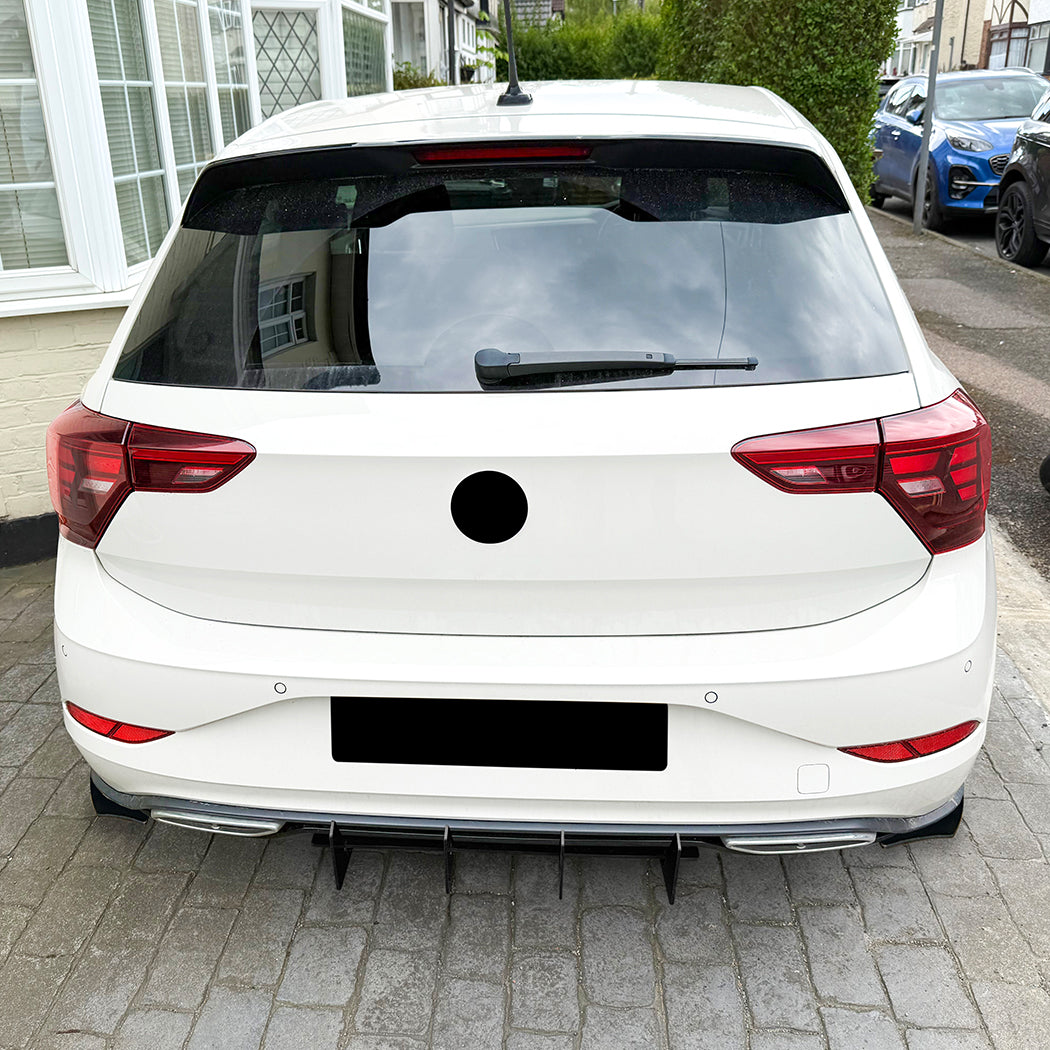 V Style Gloss Black Diffuser for VW Polo MK6.5 R Line 22-26