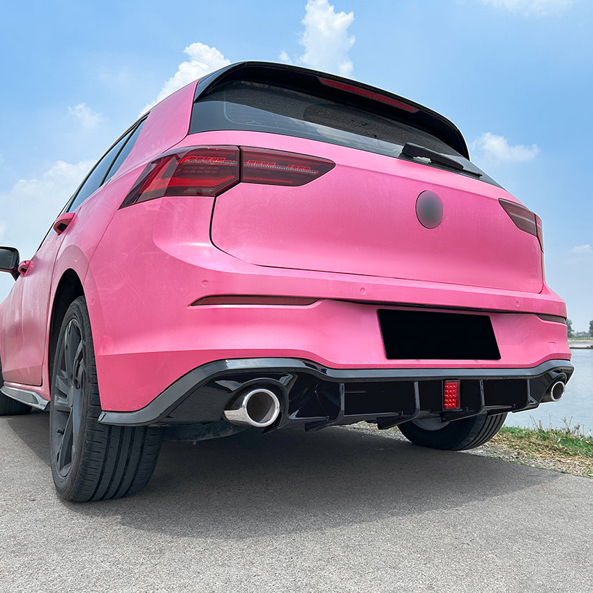 LED Style Gloss Black Rear Diffuser for VW Golf MK8 GTI & R Line 20-23