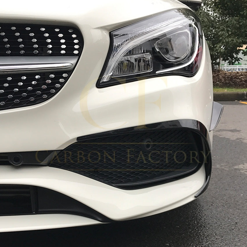 Gloss Black Front Canards (4 pcs) for Mercedes Benz W117 CLA AMG 16-19 - Carbon Factory