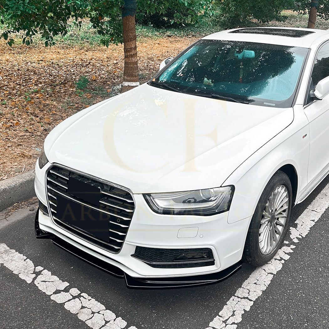 V Style Gloss Black Front Splitter for Audi B8.5 S4 & A4 S Line 13-15 - Carbon Factory