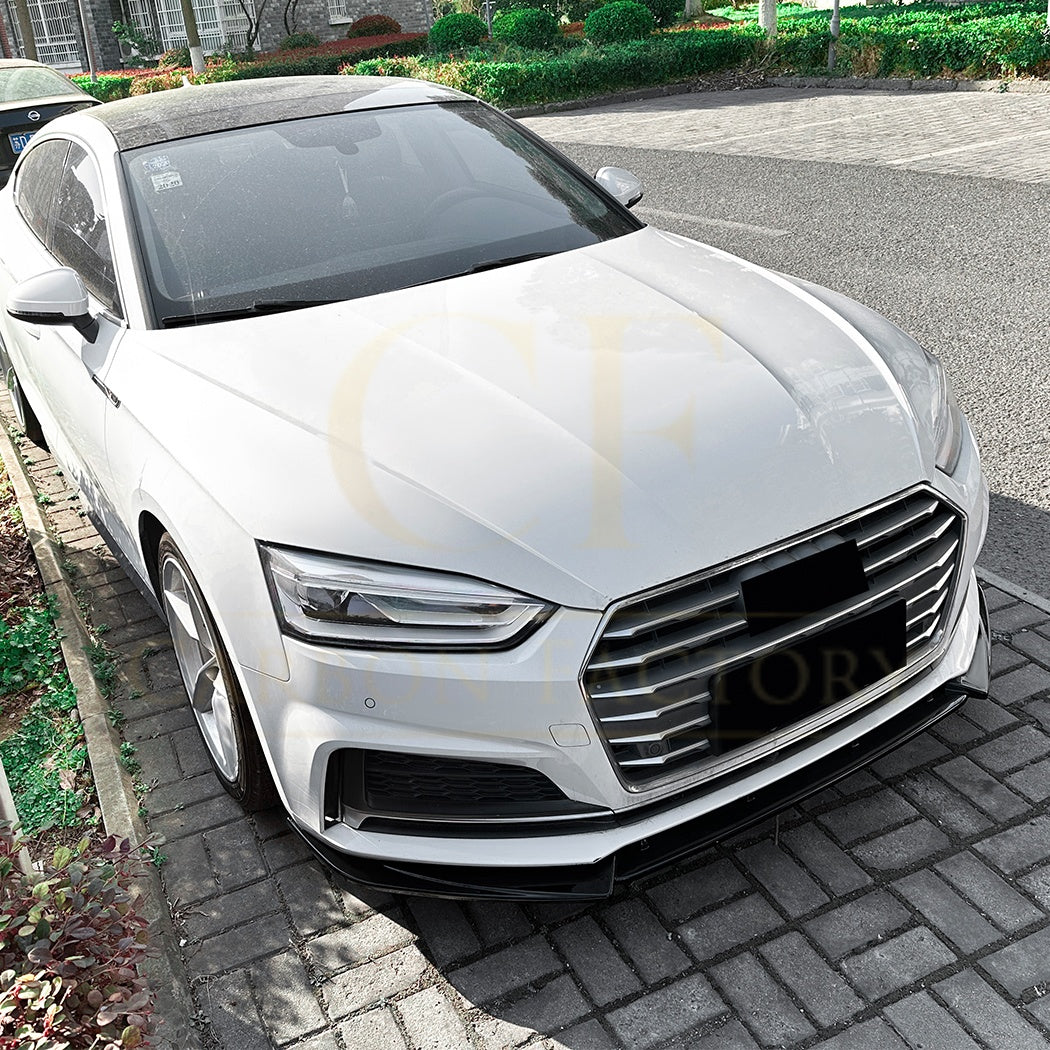 V Style Gloss Black Front Splitter for Audi B9 A5 S Line & S5 17-20 - Carbon Factory