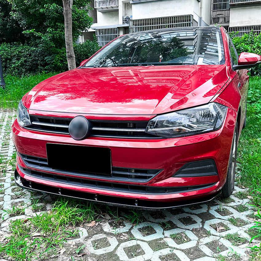 V Style Gloss Black Front Splitter for VW Polo MK6 TSI 18-26