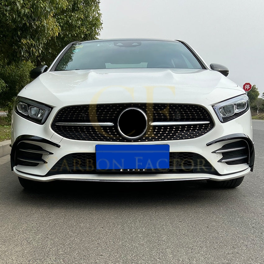 LP Style Gloss Black Front Canards for Mercedes Benz W177 A Class AMG & A35 18-22 - Carbon Factory