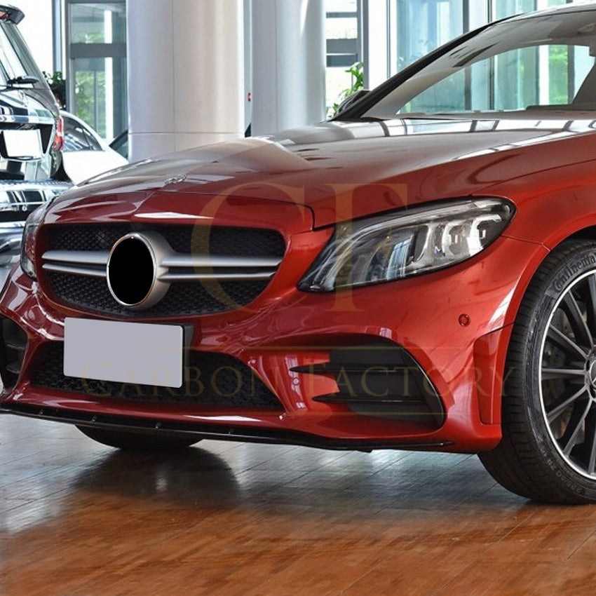 Gloss Black Front Canards (Short) for Mercedes Benz W205 C Class 19-21 - Carbon Factory