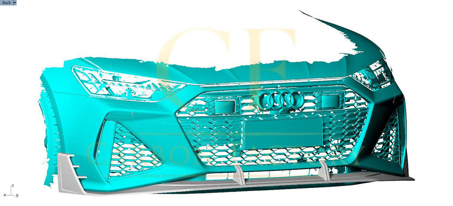 AB Style Pre-Preg Carbon Fibre Front Splitter for Audi 4K RS7 20-22-Carbon Factory