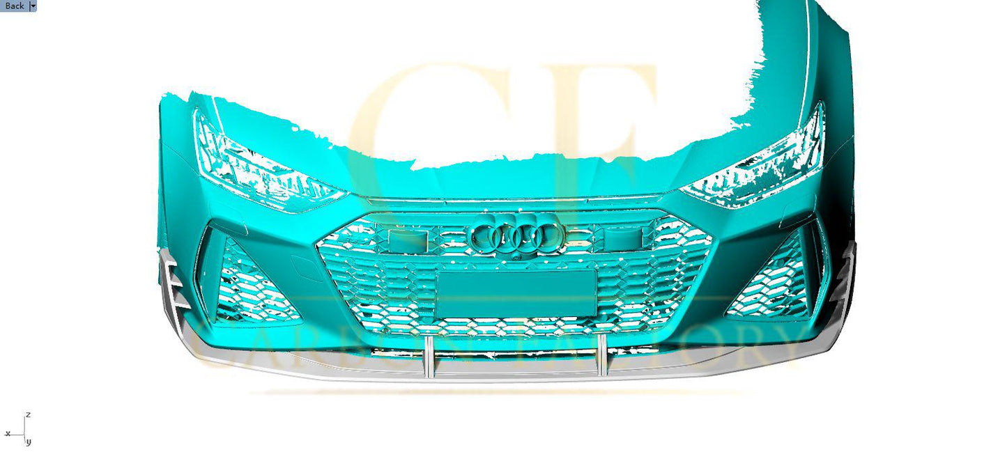 AB Style Pre-Preg Carbon Fibre Front Splitter for Audi 4K RS7 20-22-Carbon Factory