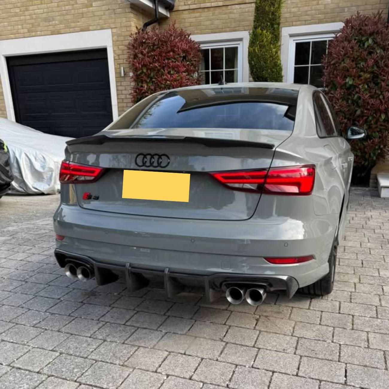 Big Fin Style Carbon Fibre Rear Diffuser for Audi A3 S Line Saloon S3 17-19 - Carbon Factory