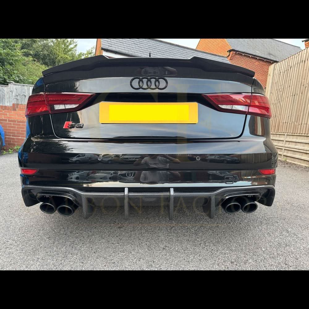 Big Fin Style Carbon Fibre Rear Diffuser for Audi A3 S Line Saloon S3 17-19 - Carbon Factory