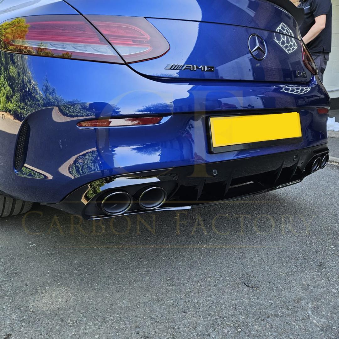 C43 Style Gloss Black Rear Diffuser & Exhaust Tips for Mercedes Benz W205 C Class 15-21-Carbon Factory