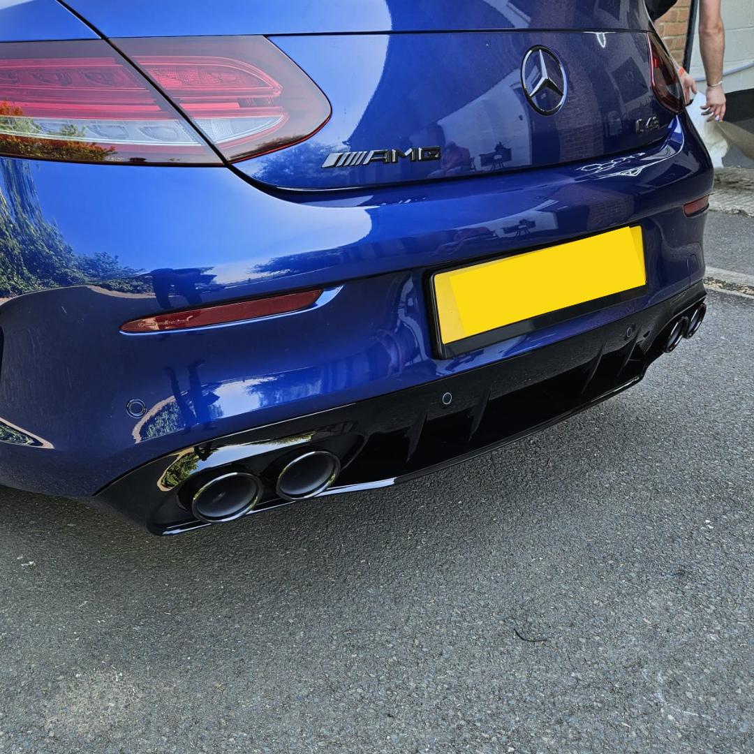 C43 Style Gloss Black Rear Diffuser & Exhaust Tips for Mercedes Benz W205 C Class 15-21-Carbon Factory
