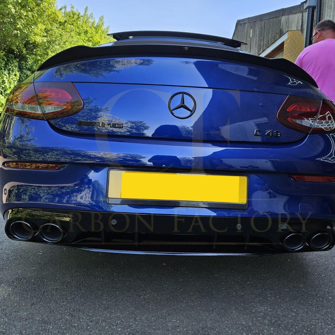 C43 Style Gloss Black Rear Diffuser & Exhaust Tips for Mercedes Benz W205 C Class & C63 Coupe 15-21-Carbon Factory