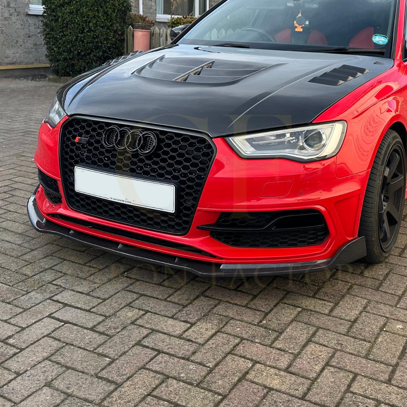 CF Style Carbon Fibre Front Splitter for Audi A3 Hatchback S Line & S3 13-15-Carbon Factory