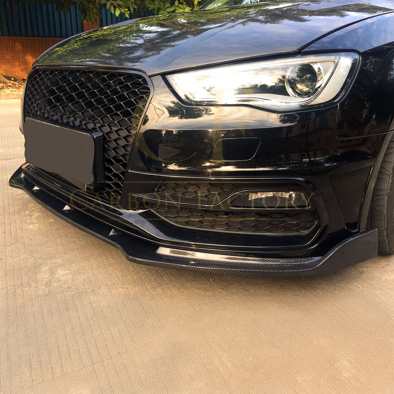 CF Style Carbon Fibre Front Splitter for Audi A3 Hatchback S Line & S3 13-15-Carbon Factory