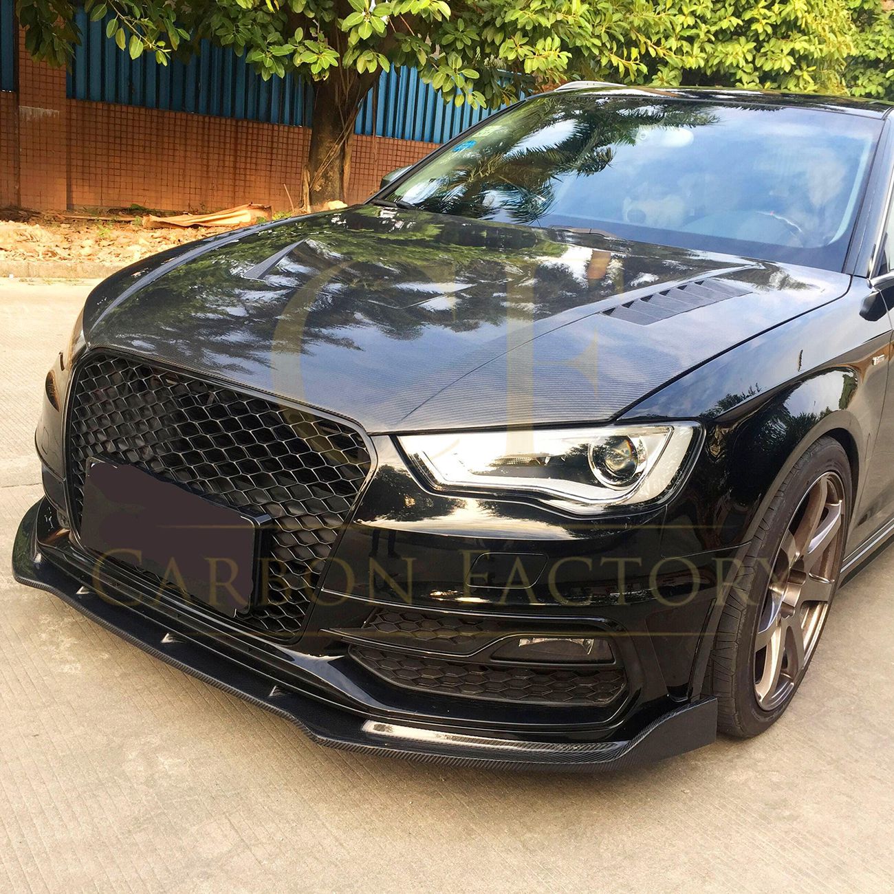 CF Style Carbon Fibre Front Splitter for Audi A3 Hatchback S Line & S3 13-15-Carbon Factory