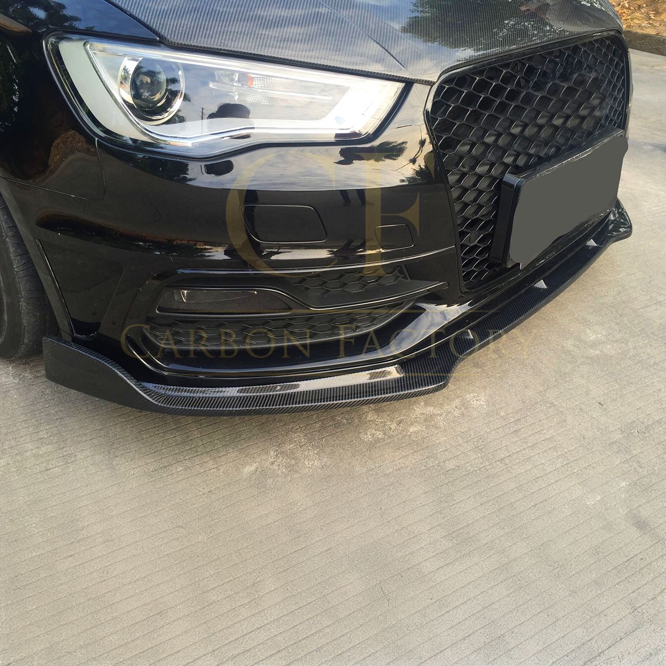 CF Style Carbon Fibre Front Splitter for Audi A3 Hatchback S Line & S3 13-15-Carbon Factory