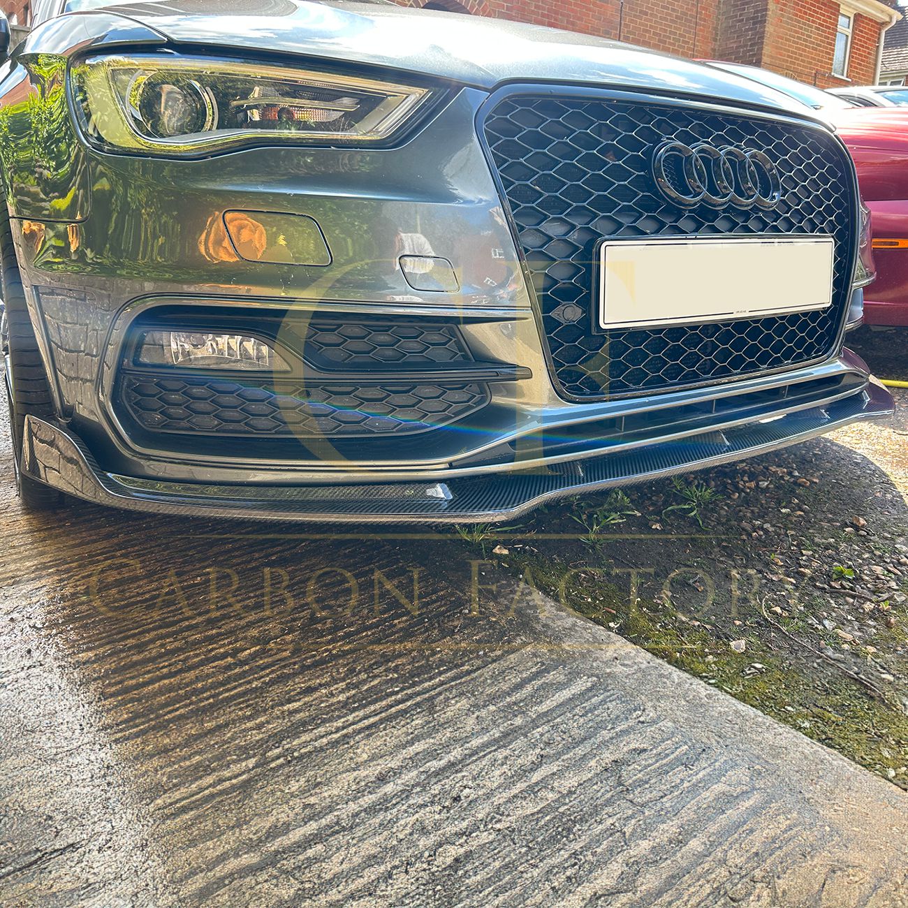 CF Style Carbon Fibre Front Splitter for Audi A3 Hatchback S Line & S3 13-15-Carbon Factory