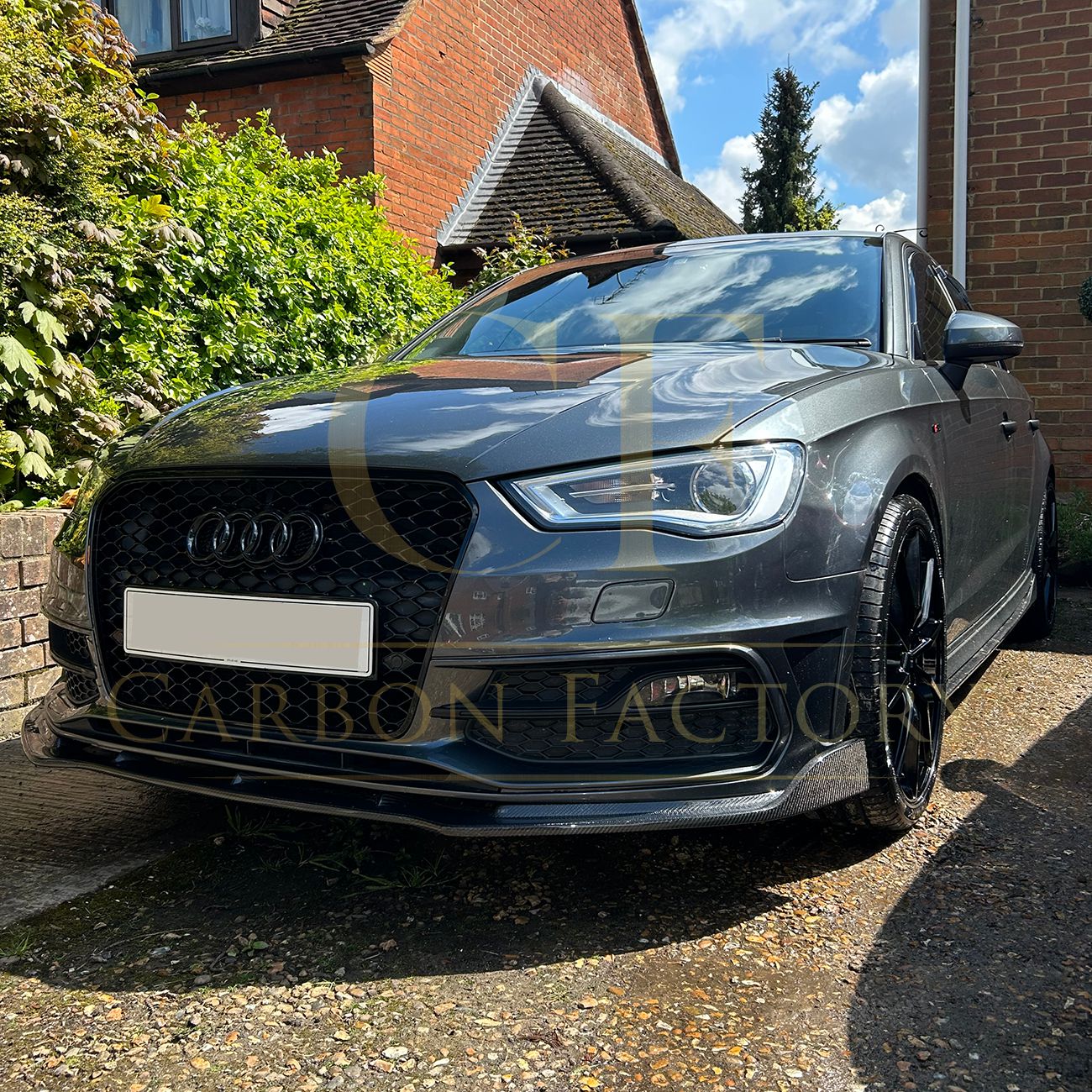 CF Style Carbon Fibre Front Splitter for Audi A3 Hatchback S Line & S3 13-15-Carbon Factory
