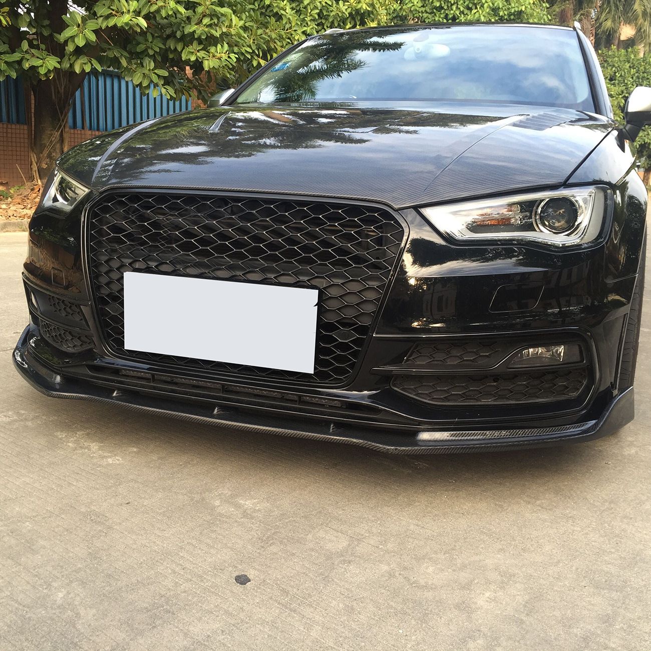 CF Style Carbon Fibre Front Splitter for Audi A3 Hatchback S Line & S3 13-15-Carbon Factory